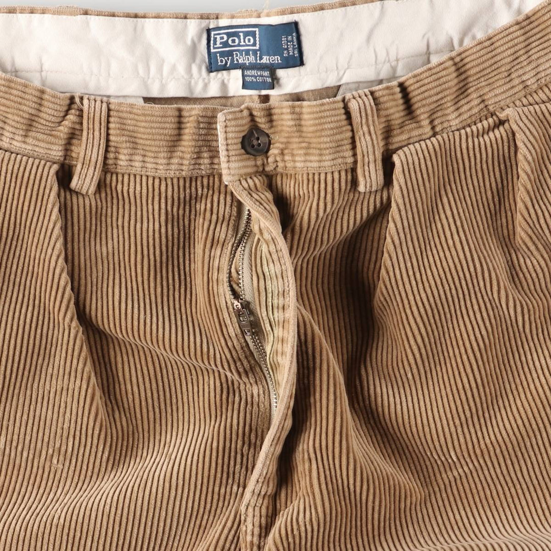 Ralph Lauren POLO by Ralph Lauren ANDREW PANT, two-pleat corduroy pants, men's size W32 cotton Beige type Vintage Second Hand
