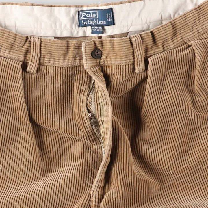 Ralph Lauren POLO by Ralph Lauren ANDREW PANT, two-pleat corduroy pants, men's size W32 cotton Beige type Vintage Second Hand