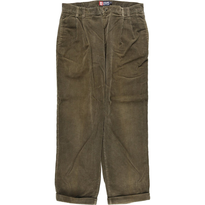 Ralph Lauren Chaps Two-pleat Corduroy Pants Men's Size 36 cotton Khaki type Vintage Second Hand