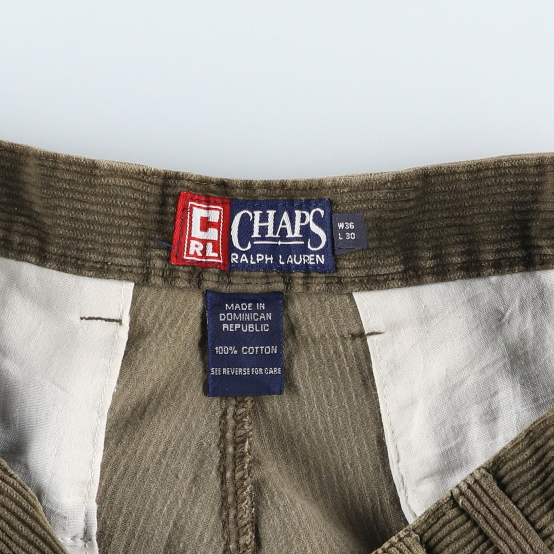 Ralph Lauren Chaps Two-pleat Corduroy Pants Men's Size 36 cotton Khaki type Vintage Second Hand
