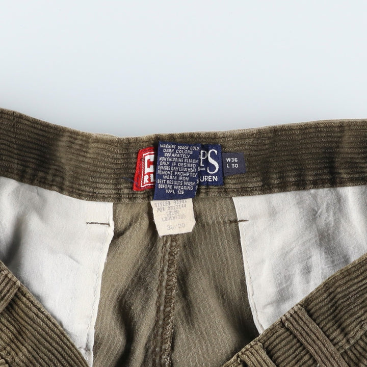 Ralph Lauren Chaps Two-pleat Corduroy Pants Men's Size 36 cotton Khaki type Vintage Second Hand