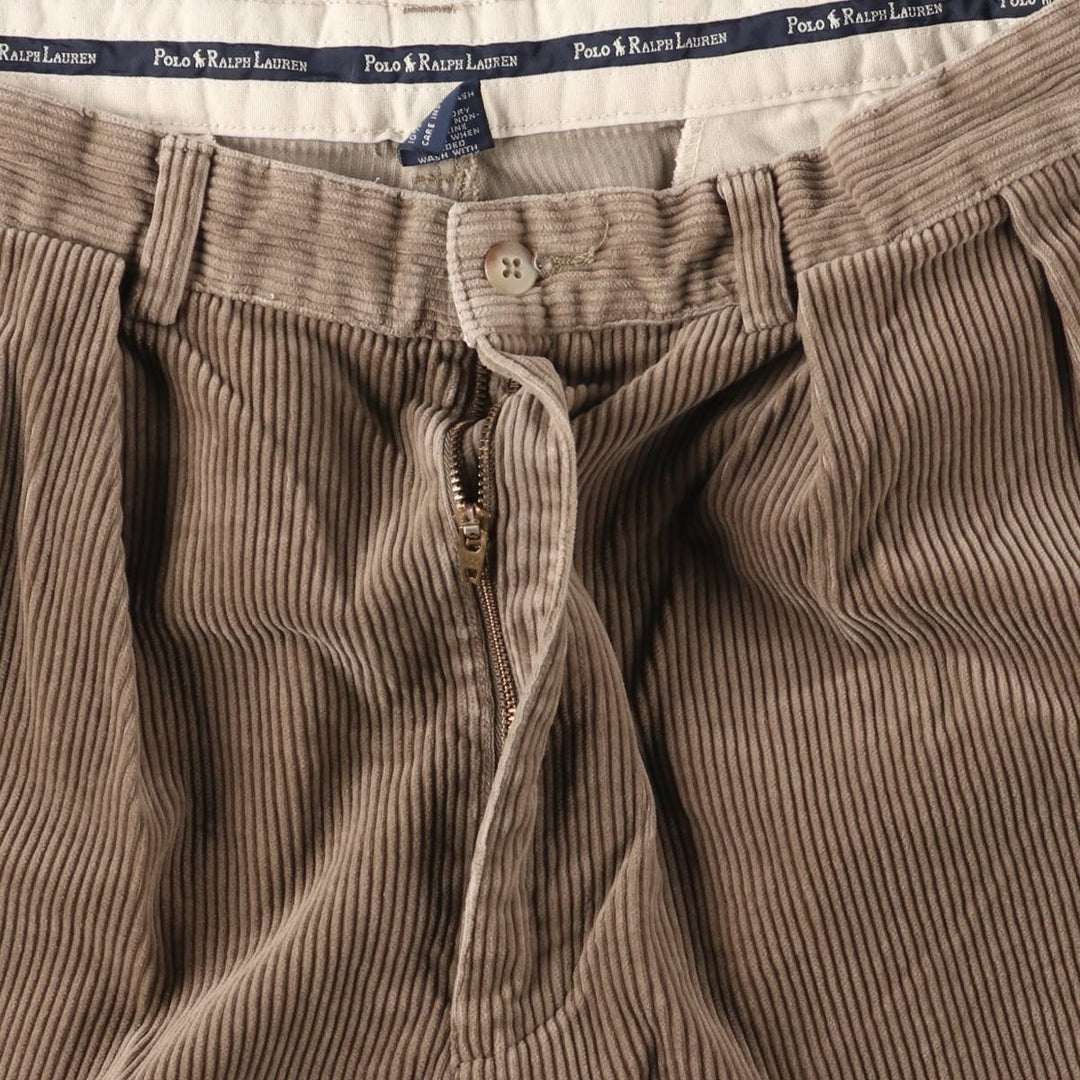 Ralph Lauren Polo Ralph Lauren Two-pleat Corduroy Pants Men's Size W35 cotton Beige type Vintage Second Hand