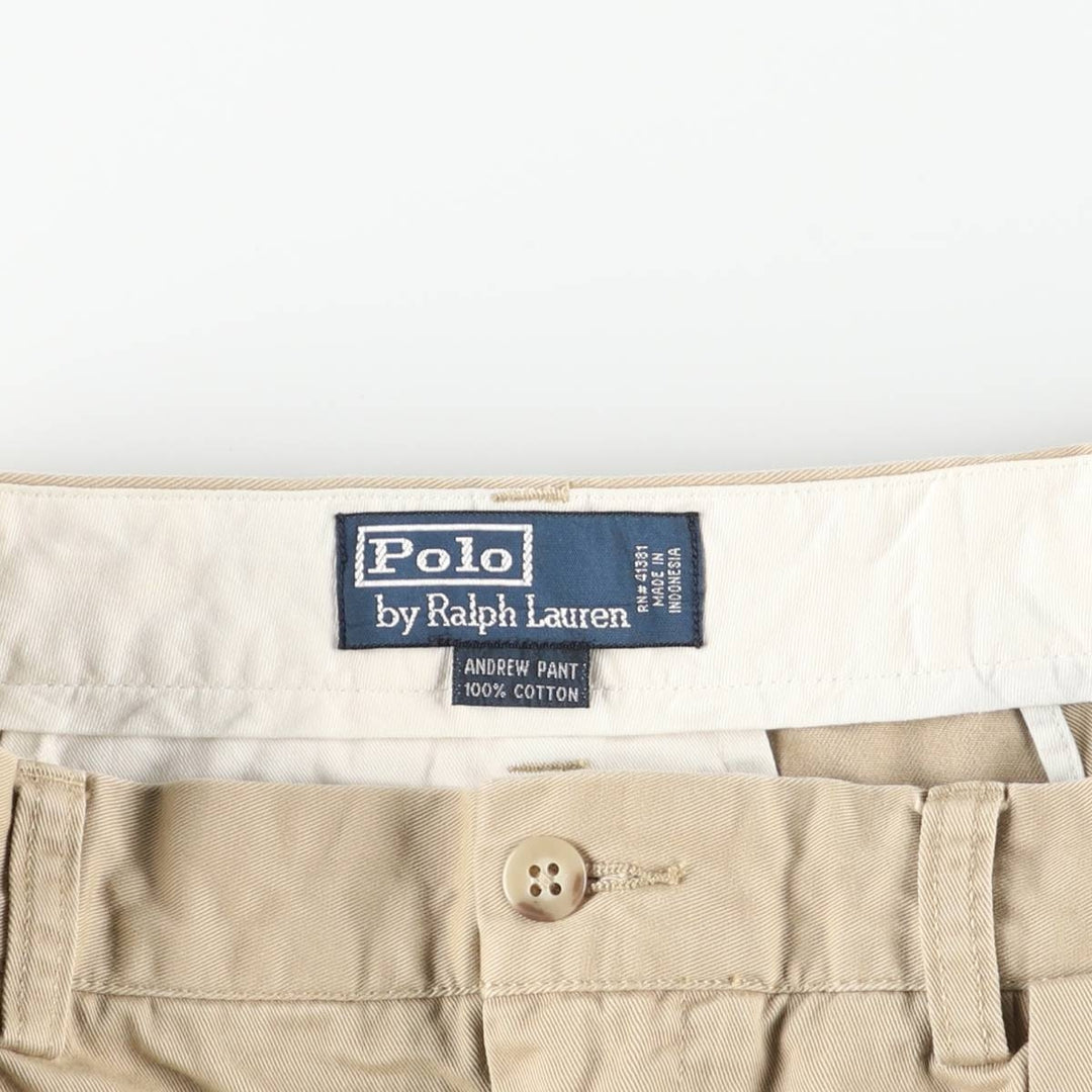 Ralph Lauren POLO by Ralph Lauren ANDREW PANT Two-pleat chino pants for men, equivalent to w36 cotton Beige type Vintage Second Hand