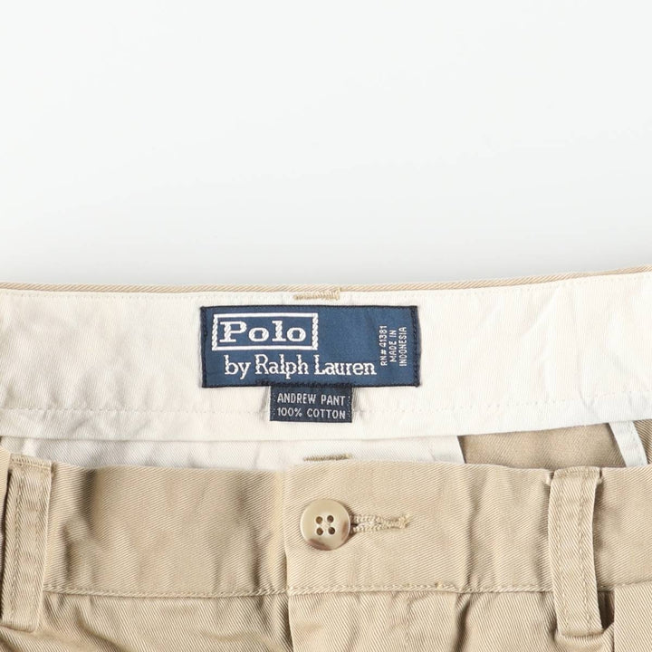 Ralph Lauren POLO by Ralph Lauren ANDREW PANT Two-pleat chino pants for men, equivalent to w36 cotton Beige type Vintage Second Hand