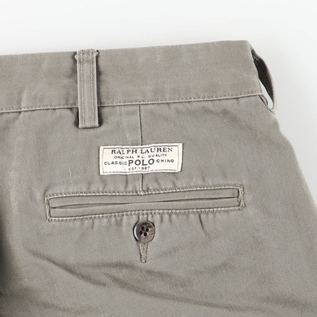 Ralph Lauren POLO by Ralph Lauren ANDREW PANT, two-pleat chino pants, men's, W35 equivalent cotton Charcoal Vintage Second Hand
