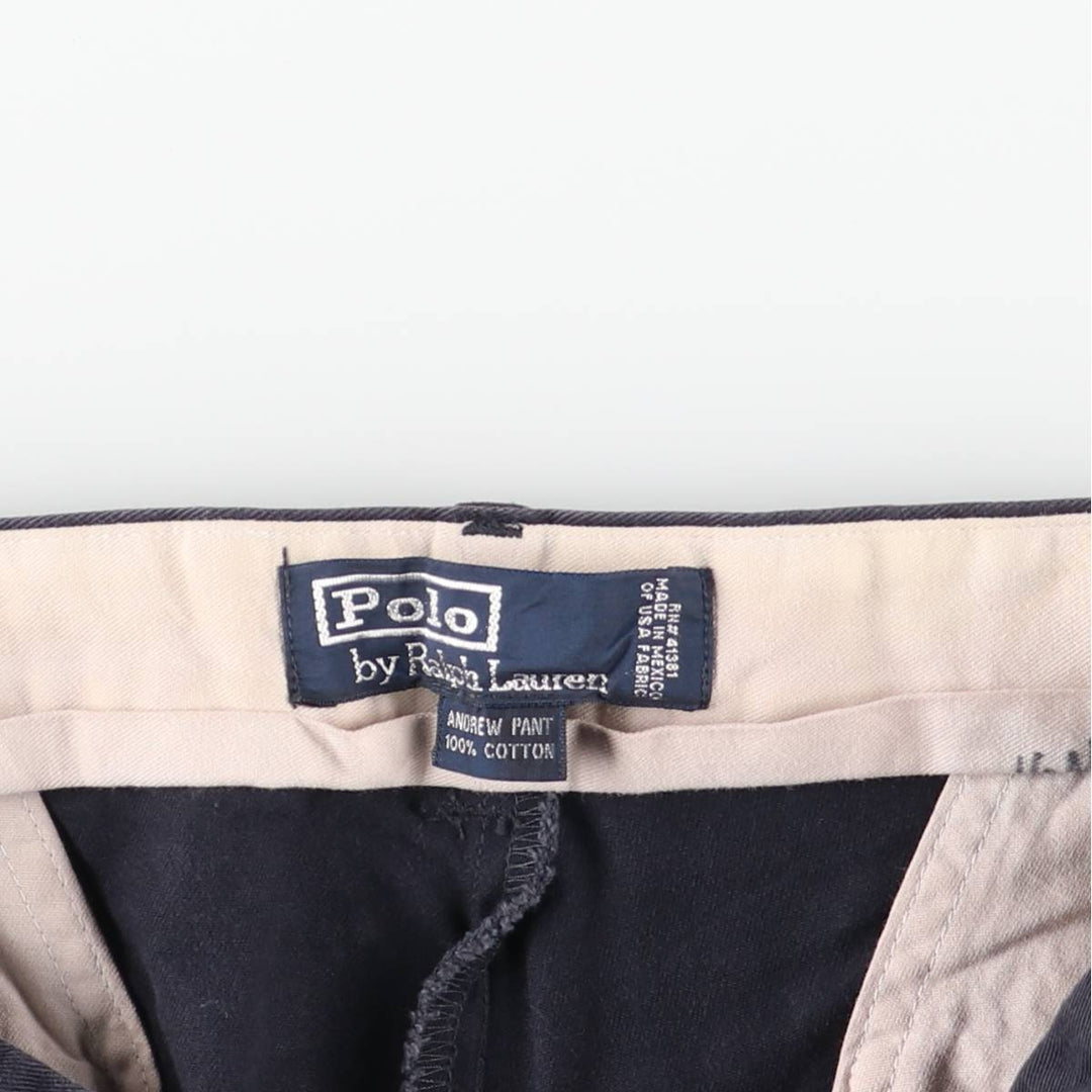Ralph Lauren POLO by Ralph Lauren ANDREW PANT Two-pleat chino pants for men, equivalent to W31 cotton navy blue type Vintage Second Hand