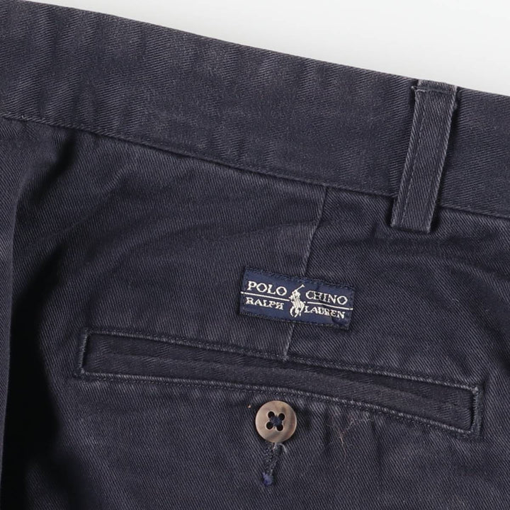 Ralph Lauren POLO by Ralph Lauren ANDREW PANT Two-pleat chino pants for men, equivalent to W31 cotton navy blue type Vintage Second Hand