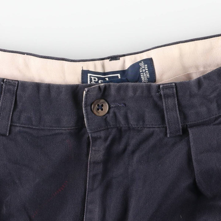 Ralph Lauren POLO by Ralph Lauren ANDREW PANT Two-pleat chino pants for men, equivalent to W31 cotton navy blue type Vintage Second Hand