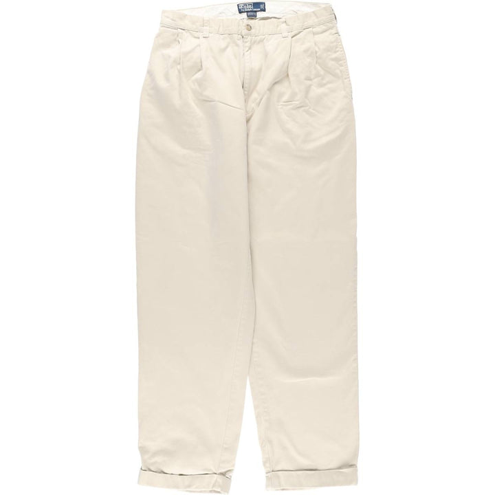 Ralph Lauren POLO by Ralph Lauren HAMMOND PANT, two-pleat chino pants, men's, W33 equivalent cotton pale white type Vintage Second Hand