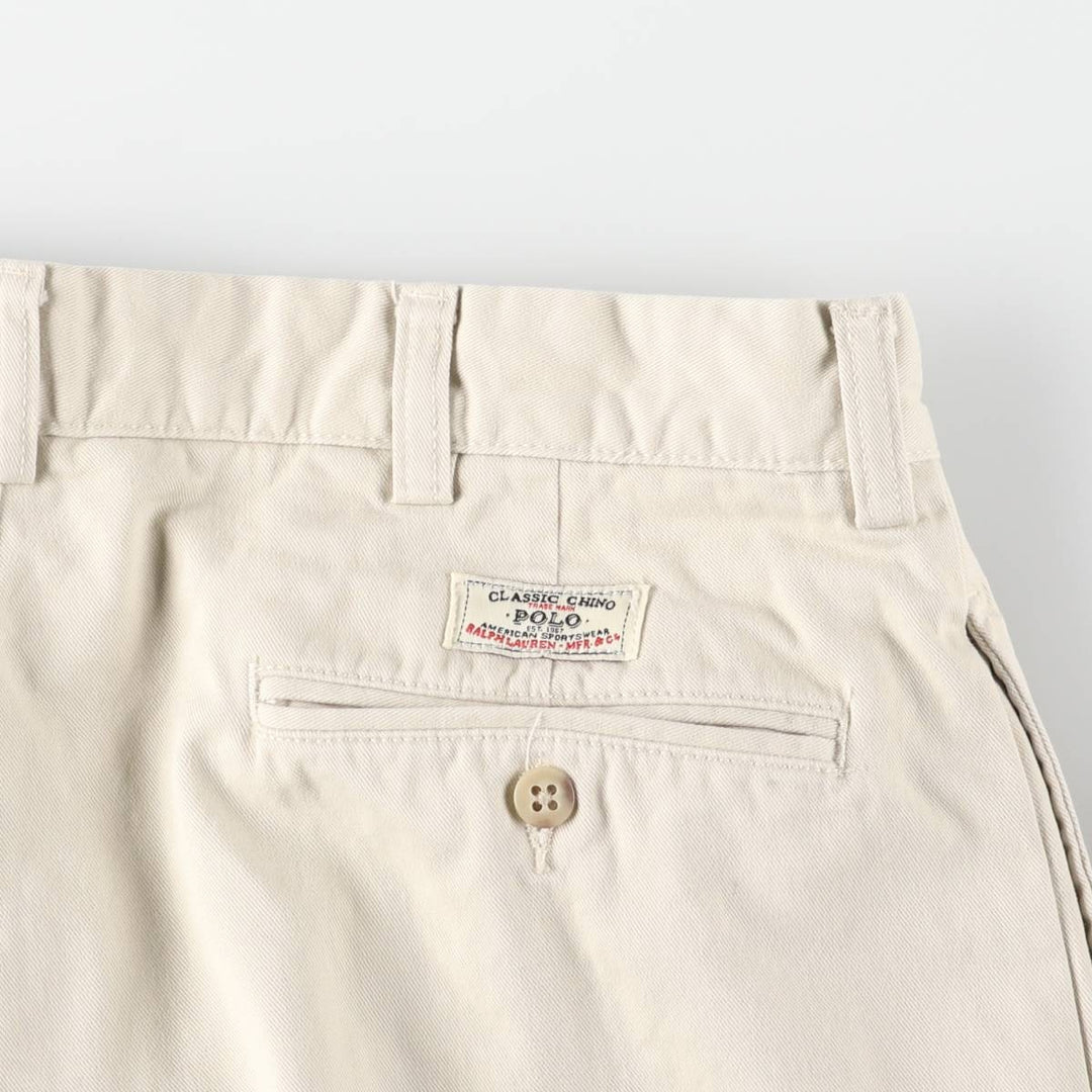 Ralph Lauren POLO by Ralph Lauren HAMMOND PANT, two-pleat chino pants, men's, W33 equivalent cotton pale white type Vintage Second Hand