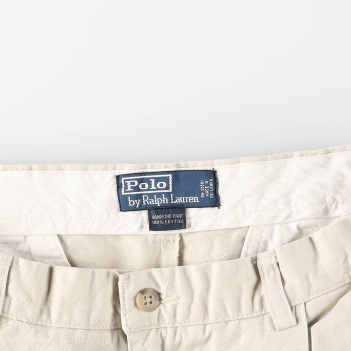 Ralph Lauren POLO by Ralph Lauren HAMMOND PANT, two-pleat chino pants, men's, W33 equivalent cotton pale white type Vintage Second Hand