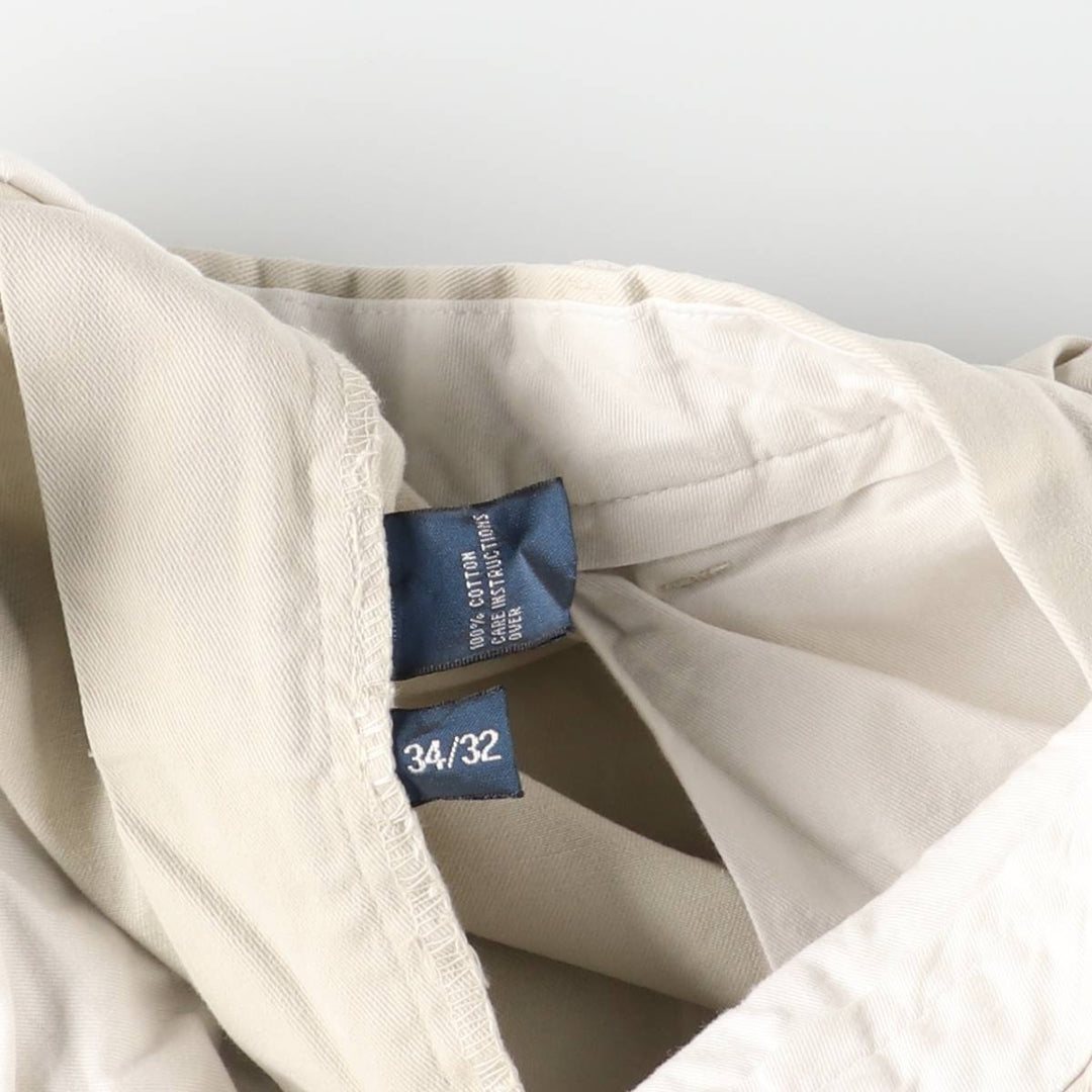 Ralph Lauren POLO by Ralph Lauren HAMMOND PANT, two-pleat chino pants, men's, W33 equivalent cotton pale white type Vintage Second Hand