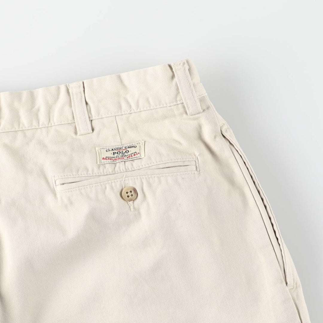 Ralph Lauren POLO by Ralph Lauren HAMMOND PANT, two-pleat chino pants, men's, W33 equivalent cotton pale white type Vintage Second Hand