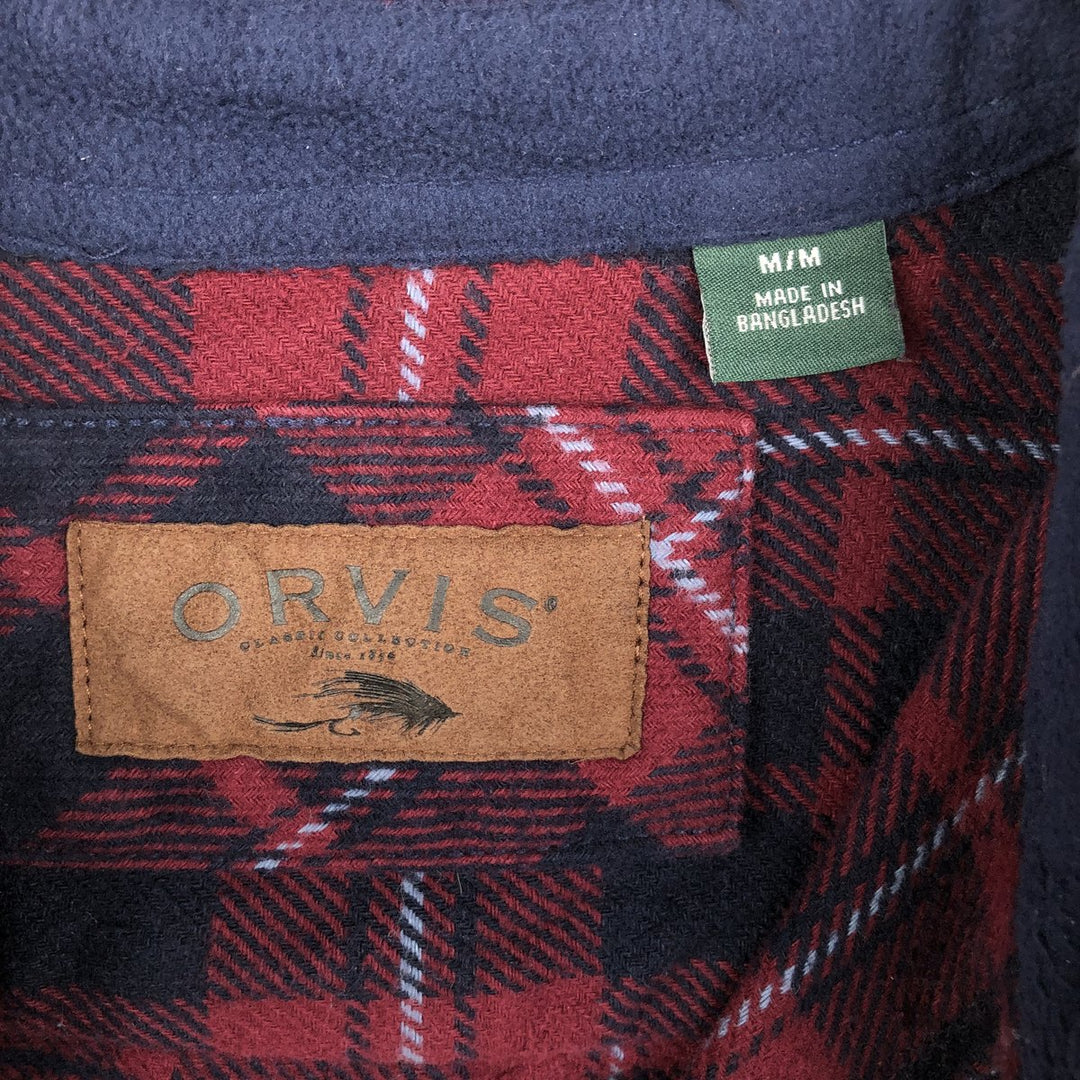 ORVIS Long Sleeve Flannel Check Shirt, Men's Size M cotton red type Vintage Second Hand