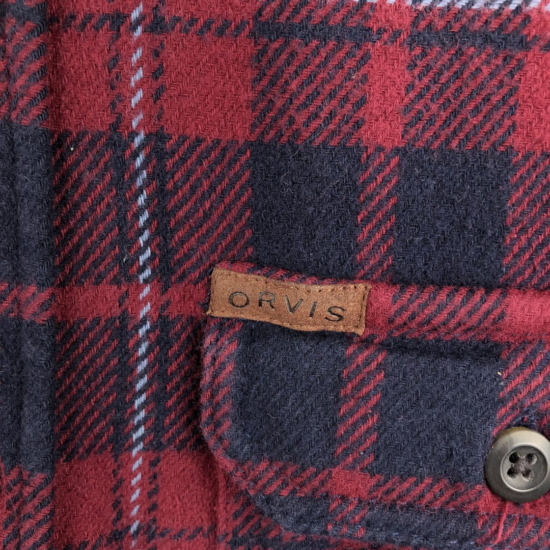 ORVIS Long Sleeve Flannel Check Shirt, Men's Size M cotton red type Vintage Second Hand