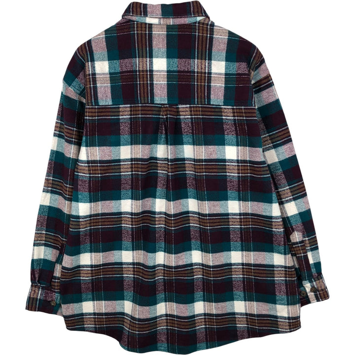 WINTER RUN Long Sleeve Flannel Check Shirt, Men's Size XL cotton Purple type red-purple Vintage Second Hand