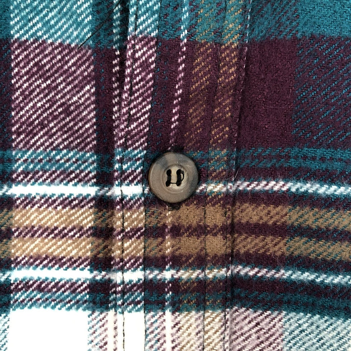 WINTER RUN Long Sleeve Flannel Check Shirt, Men's Size XL cotton Purple type red-purple Vintage Second Hand