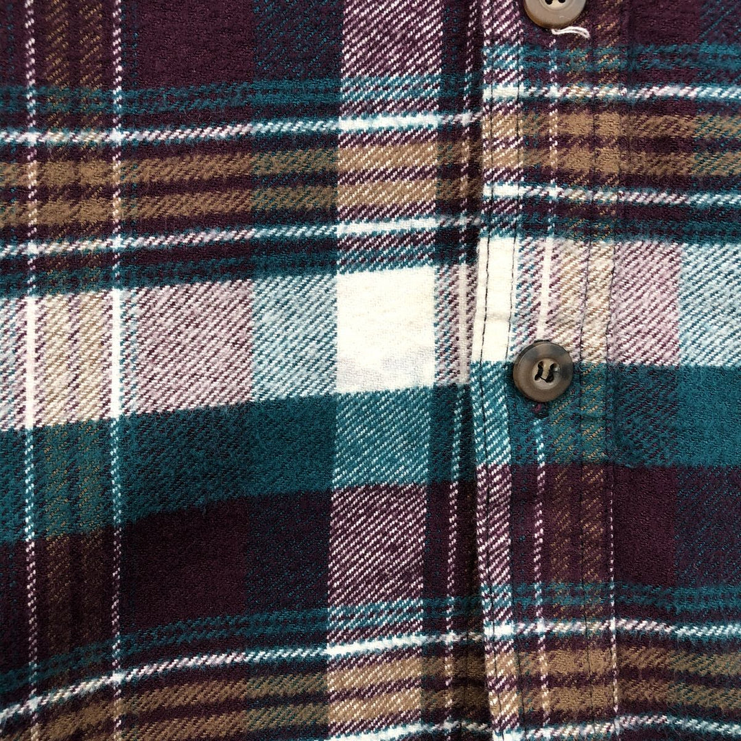 WINTER RUN Long Sleeve Flannel Check Shirt, Men's Size XL cotton Purple type red-purple Vintage Second Hand