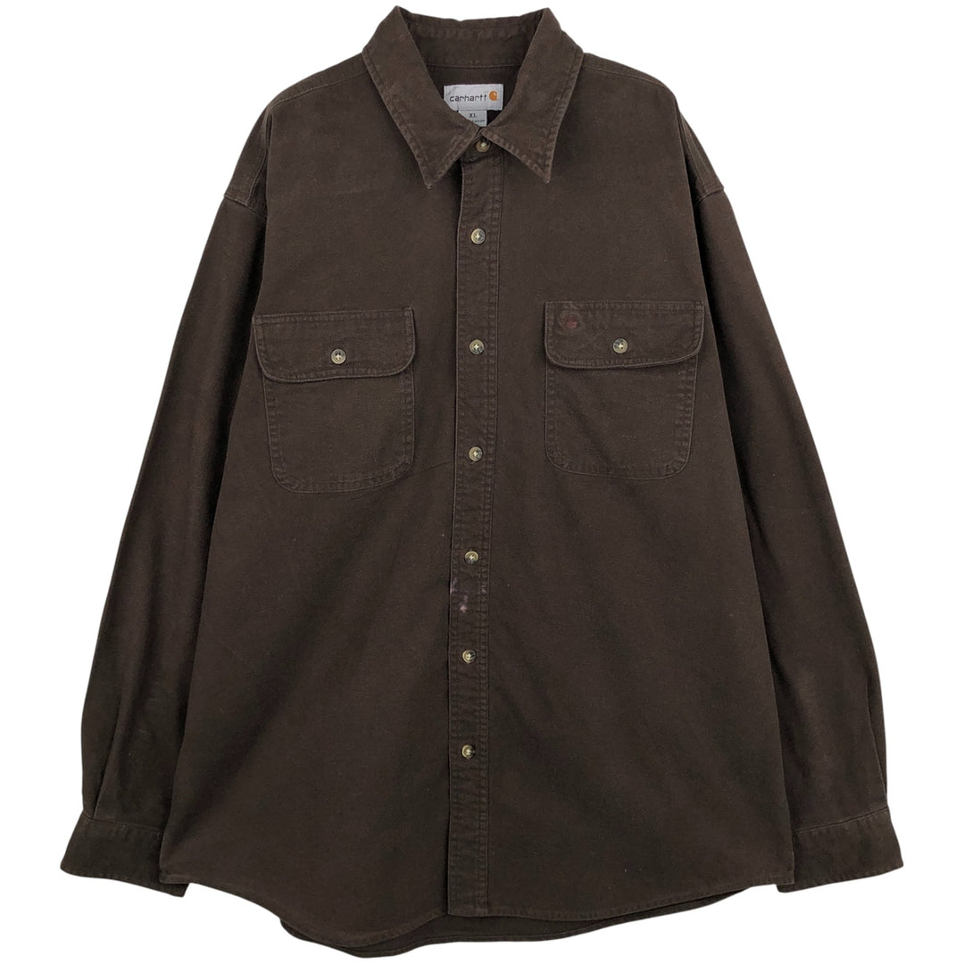 Carhartt Long Sleeve Light Flannel Shirt, Men's XL cotton brown type Vintage Second Hand