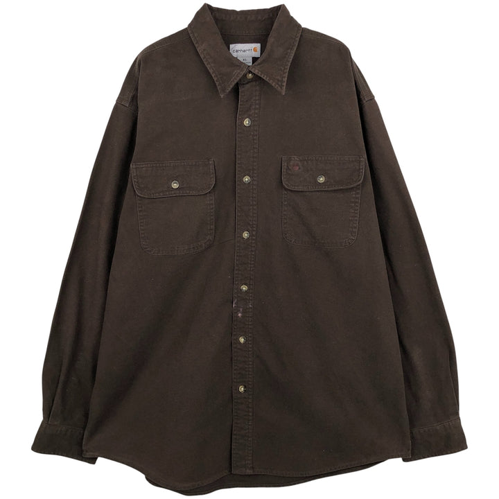 Carhartt Long Sleeve Light Flannel Shirt, Men's XL cotton brown type Vintage Second Hand