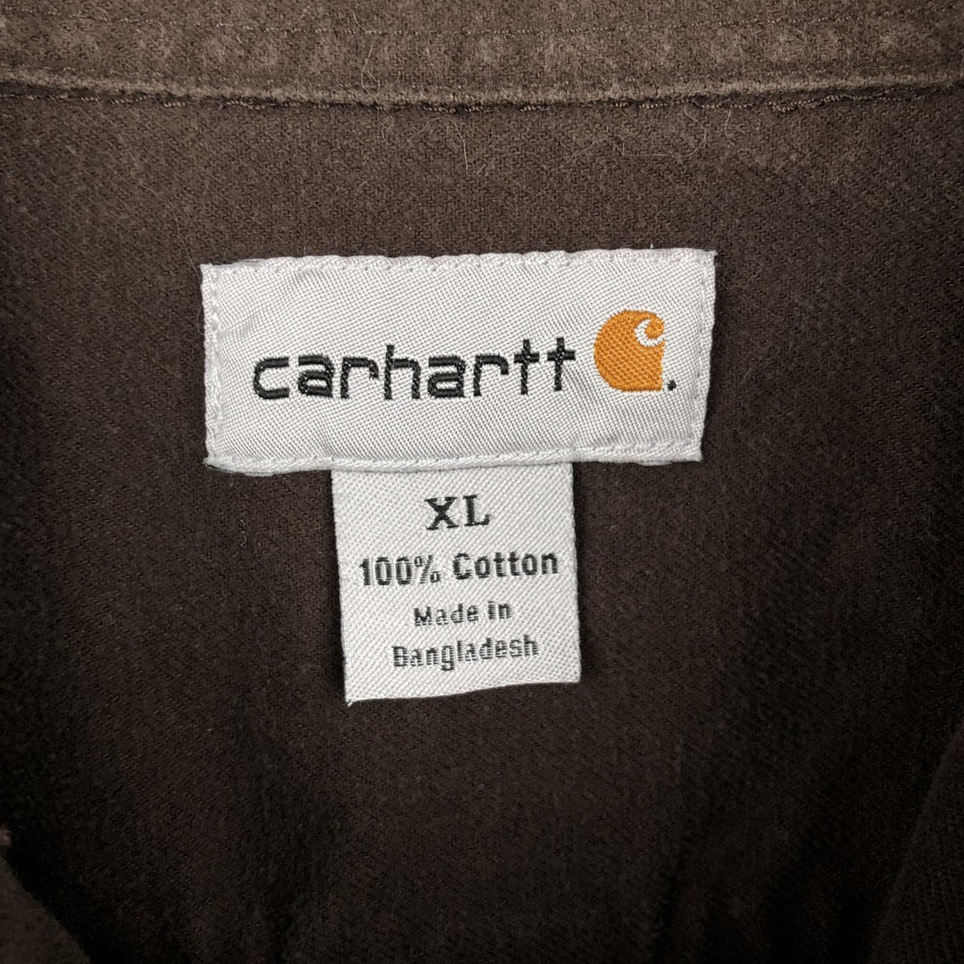 Carhartt Long Sleeve Light Flannel Shirt, Men's XL cotton brown type Vintage Second Hand