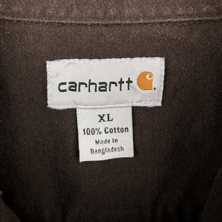 Carhartt Long Sleeve Light Flannel Shirt, Men's XL cotton brown type Vintage Second Hand