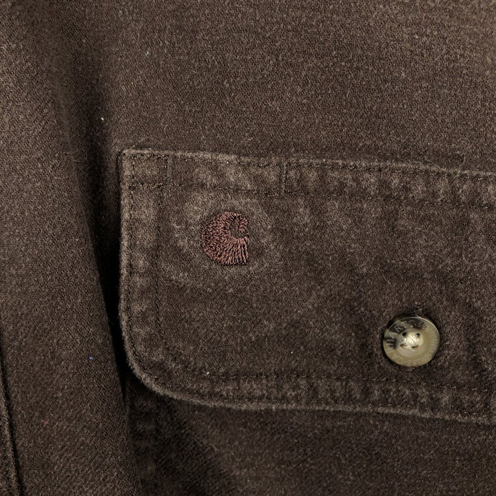 Carhartt Long Sleeve Light Flannel Shirt, Men's XL cotton brown type Vintage Second Hand