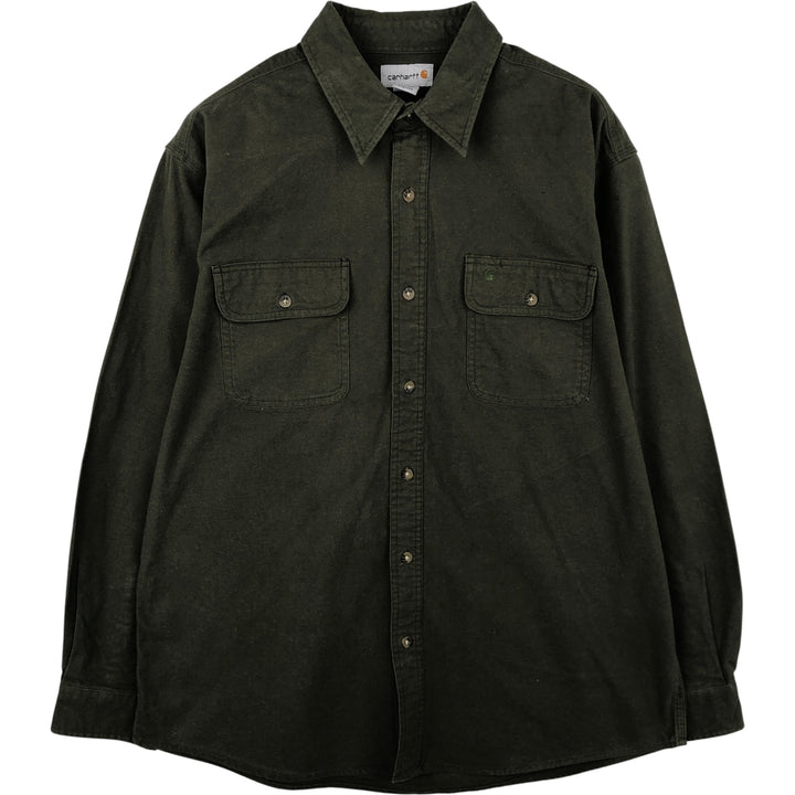 Carhartt Long Sleeve Chamois Cloth Shirt, Men's XL cotton Khaki type Vintage Second Hand