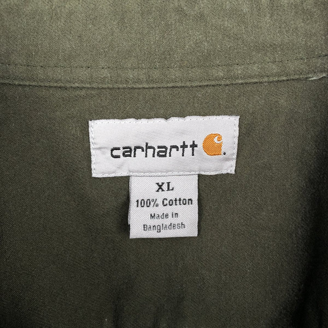 Carhartt Long Sleeve Chamois Cloth Shirt, Men's XL cotton Khaki type Vintage Second Hand