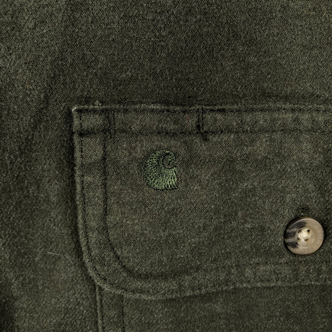 Carhartt Long Sleeve Chamois Cloth Shirt, Men's XL cotton Khaki type Vintage Second Hand
