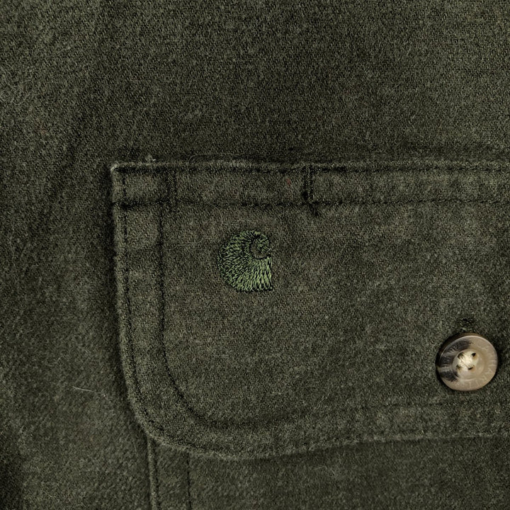 Carhartt Long Sleeve Chamois Cloth Shirt, Men's XL cotton Khaki type Vintage Second Hand