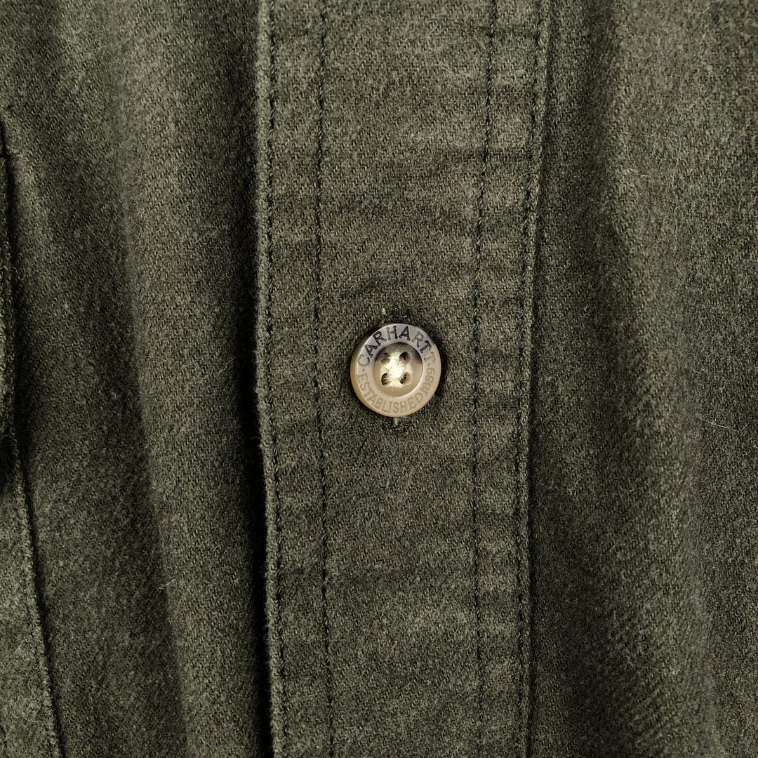 Carhartt Long Sleeve Chamois Cloth Shirt, Men's XL cotton Khaki type Vintage Second Hand