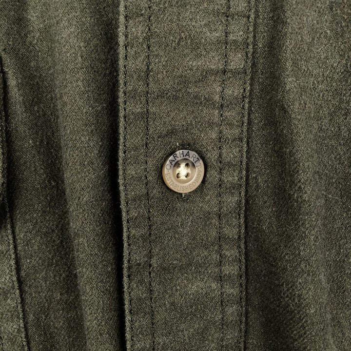 Carhartt Long Sleeve Chamois Cloth Shirt, Men's XL cotton Khaki type Vintage Second Hand