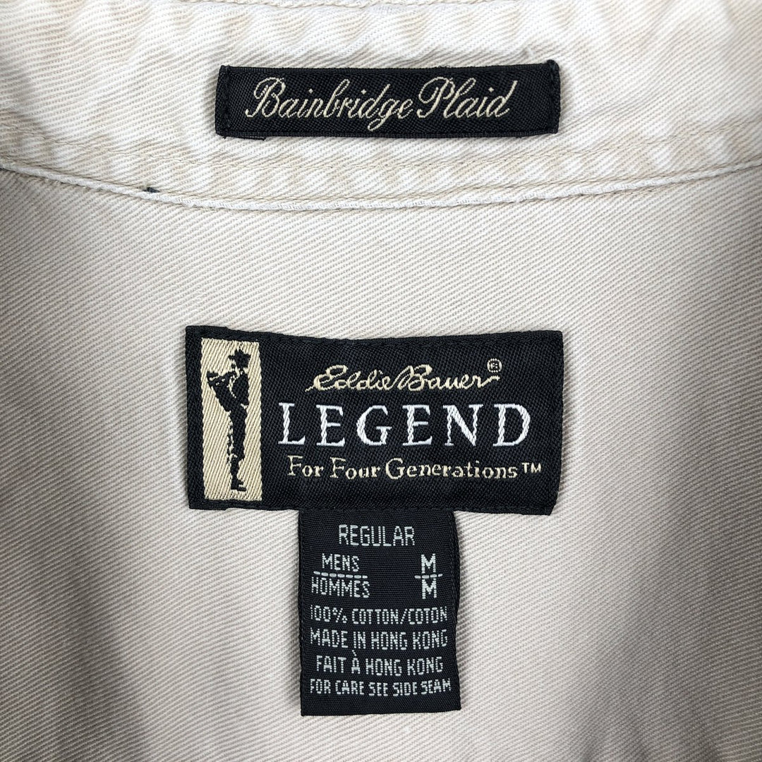 Eddie Bauer LEGENDS flannel check shirt, men's size M cotton white type Vintage Second Hand