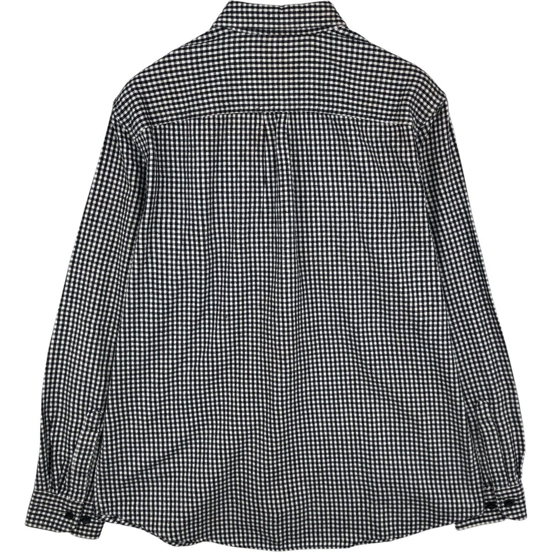 90s-00'S LL Bean Slightly Fitted Gingham Check Long Sleeve Button-Down Light Flannel Check Shirt, Men's Size L cotton white type Vintage Second Hand