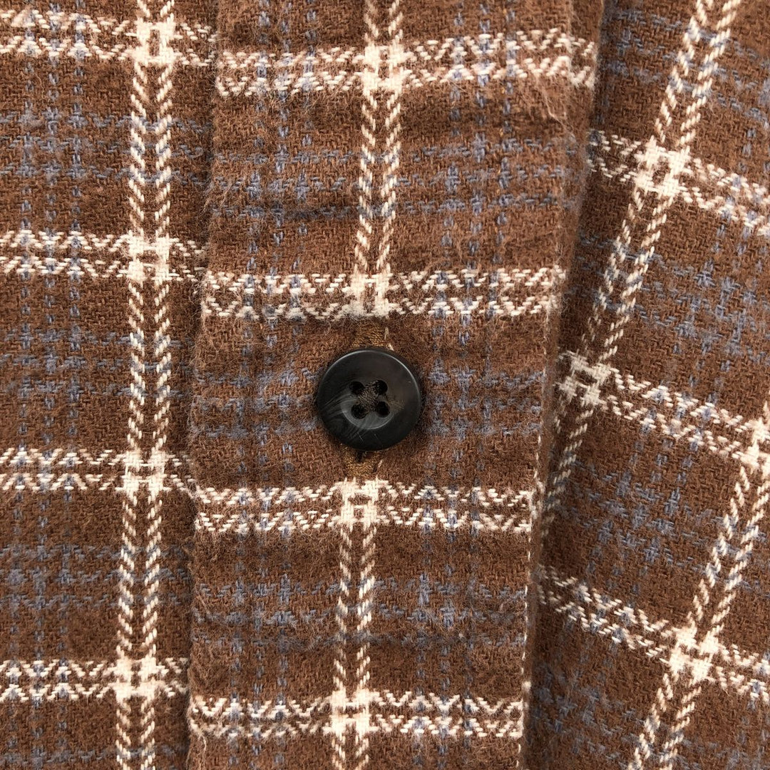 Eddie Bauer Relaxed Fit Long Sleeve Button-Down Light Flannel Check Shirt, Men's XL cotton brown type Vintage Second Hand