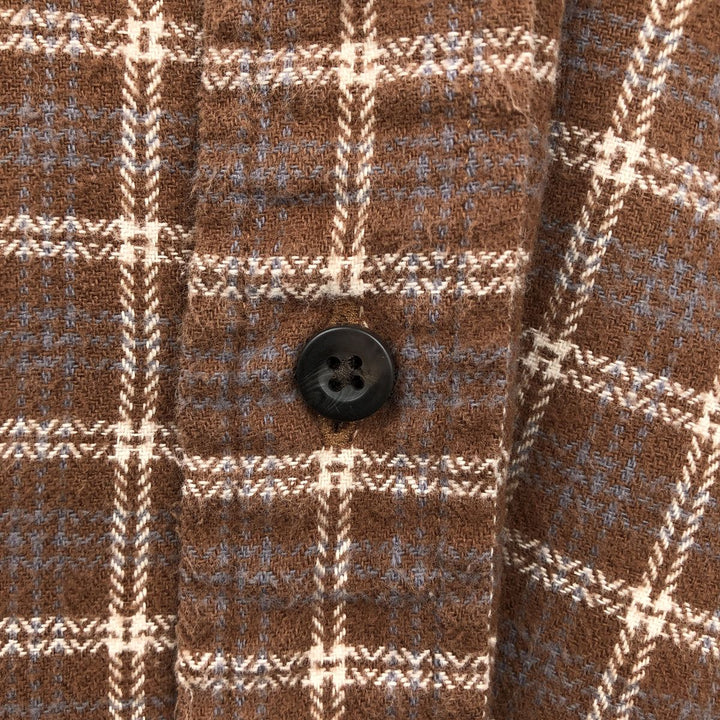 Eddie Bauer Relaxed Fit Long Sleeve Button-Down Light Flannel Check Shirt, Men's XL cotton brown type Vintage Second Hand