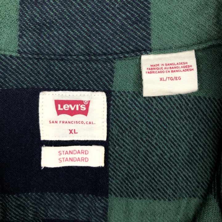 Levi's Buffalo Check Long Sleeve Flannel Check Shirt, Men's Size XL cotton green type Vintage Second Hand