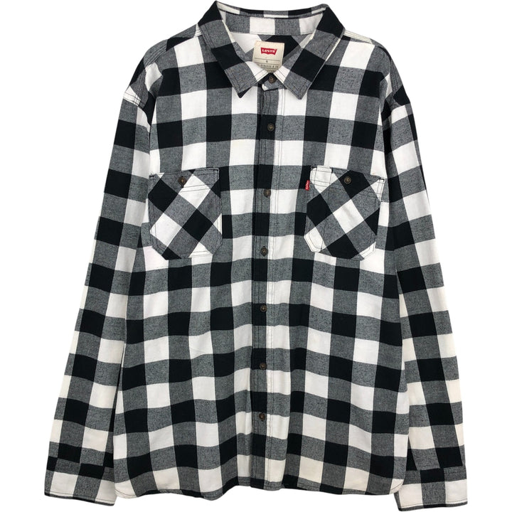 Levi's Long Sleeve Light Flannel Check Shirt, Men's Size XL cotton white type Vintage Second Hand
