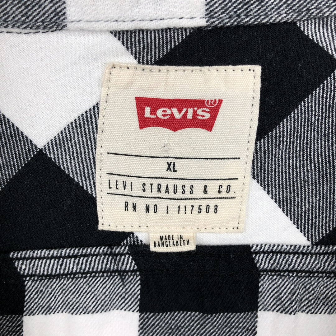 Levi's Long Sleeve Light Flannel Check Shirt, Men's Size XL cotton white type Vintage Second Hand