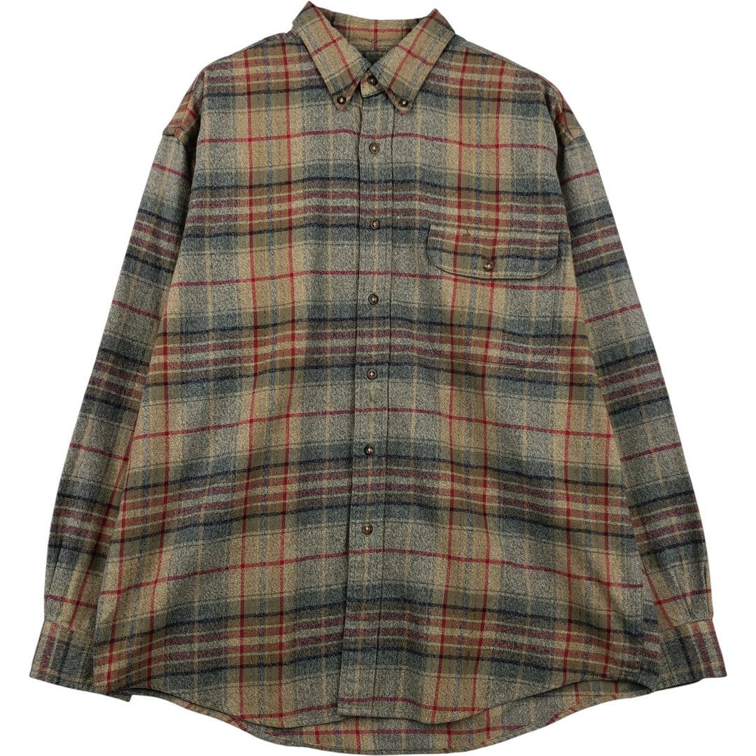Eddie Bauer Long Sleeve Button Down Flannel Check Shirt, Men's Size L cotton red type Vintage Second Hand