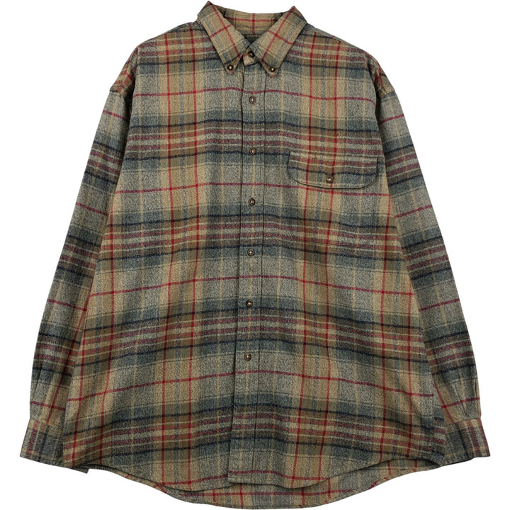 Eddie Bauer Long Sleeve Button Down Flannel Check Shirt, Men's Size L cotton red type Vintage Second Hand