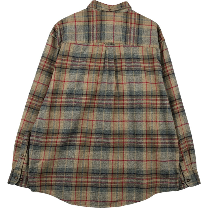 Eddie Bauer Long Sleeve Button Down Flannel Check Shirt, Men's Size L cotton red type Vintage Second Hand