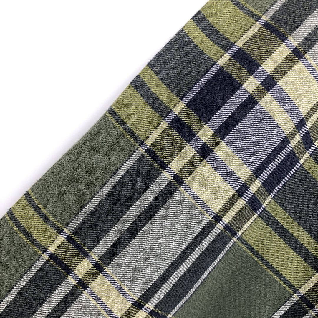 Eddie Bauer Long Sleeve Button-Down Light Flannel Check Shirt, Men's XL cotton green type yellow green Vintage Second Hand