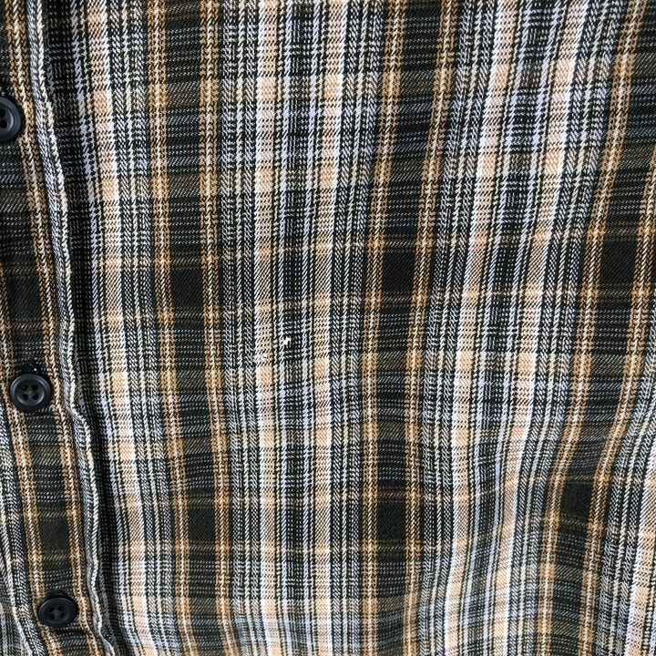 90'S - Vintage GAP Long Sleeve Flannel Check Shirt, Men's Size Medium cotton Khaki type Vintage Second Hand