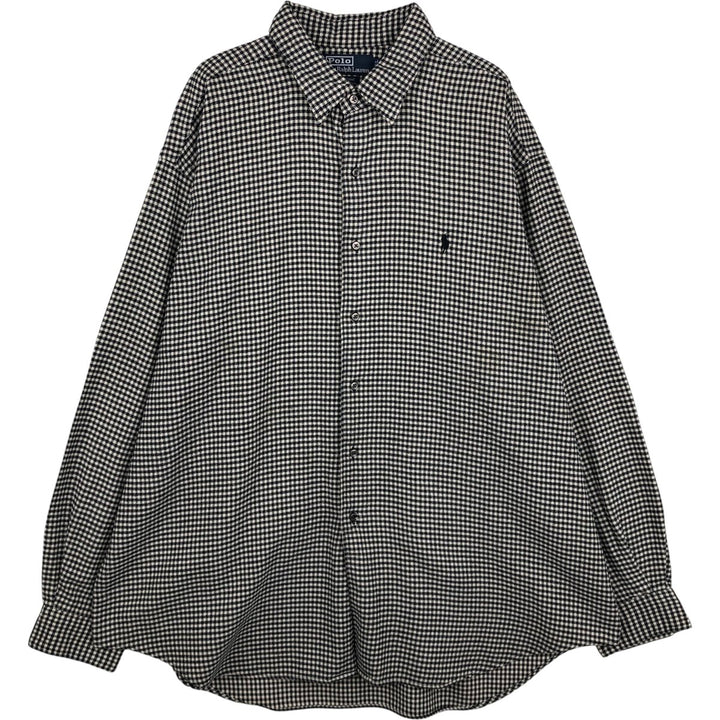 POLO by Ralph Lauren MARLOWE gingham check long-sleeved flannel shirt, men's size XL cotton white type Vintage Second Hand