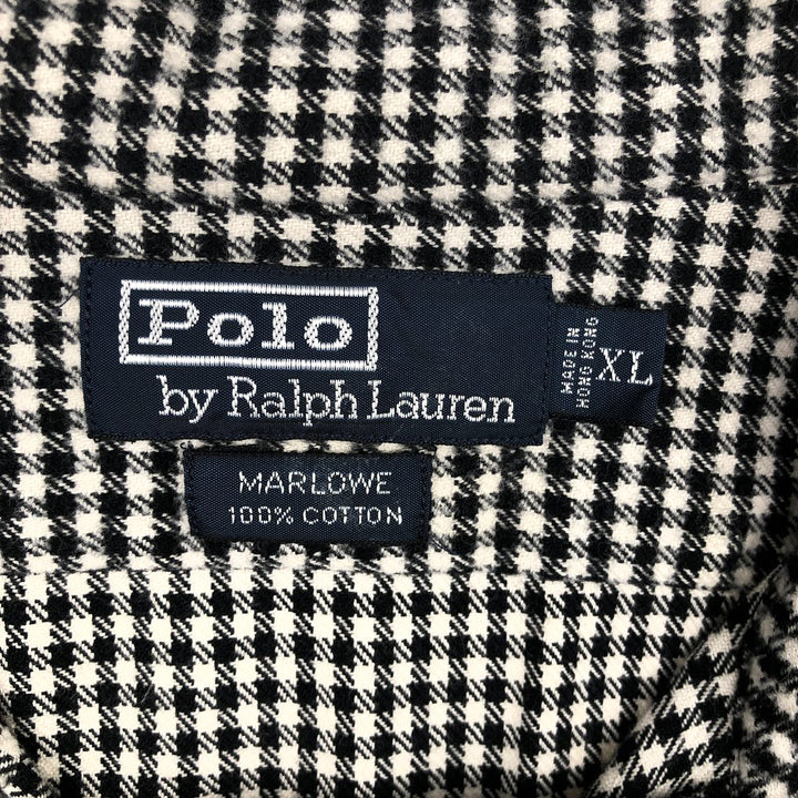 POLO by Ralph Lauren MARLOWE gingham check long-sleeved flannel shirt, men's size XL cotton white type Vintage Second Hand