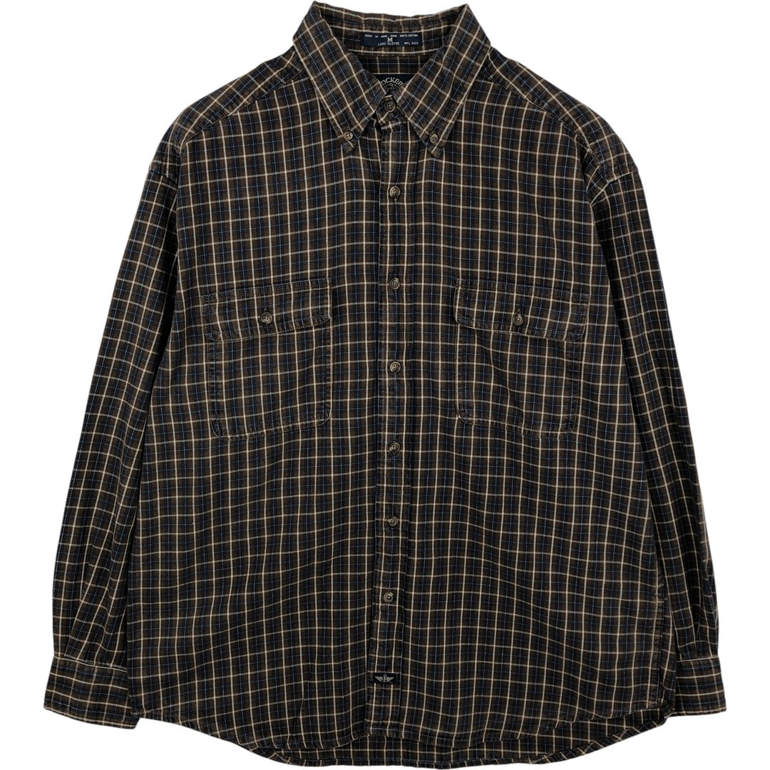 Dockers Light Flannel Check Shirt, Long Sleeve, Button-Down, Men's, Size M cotton navy blue type Vintage Second Hand