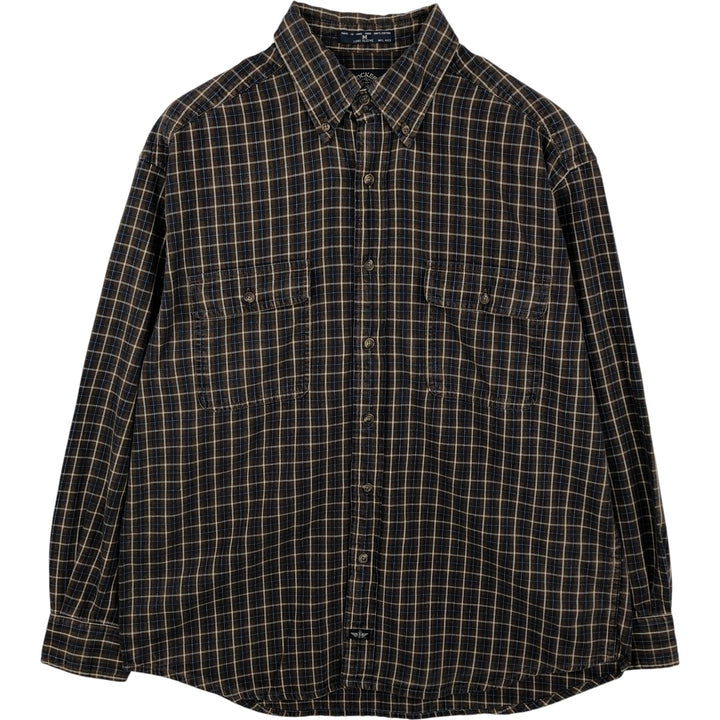 Dockers Light Flannel Check Shirt, Long Sleeve, Button-Down, Men's, Size M cotton navy blue type Vintage Second Hand