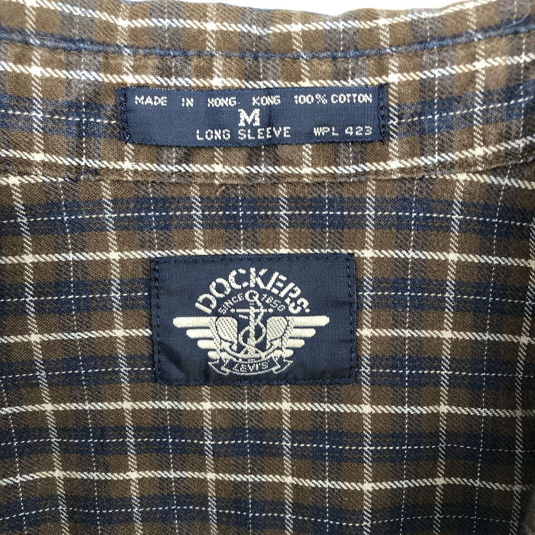 Dockers Light Flannel Check Shirt, Long Sleeve, Button-Down, Men's, Size M cotton navy blue type Vintage Second Hand